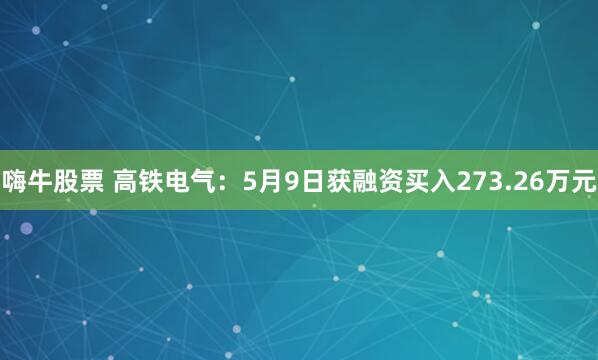 嗨牛股票 高铁电气：5月9日获融资买入273.26万元